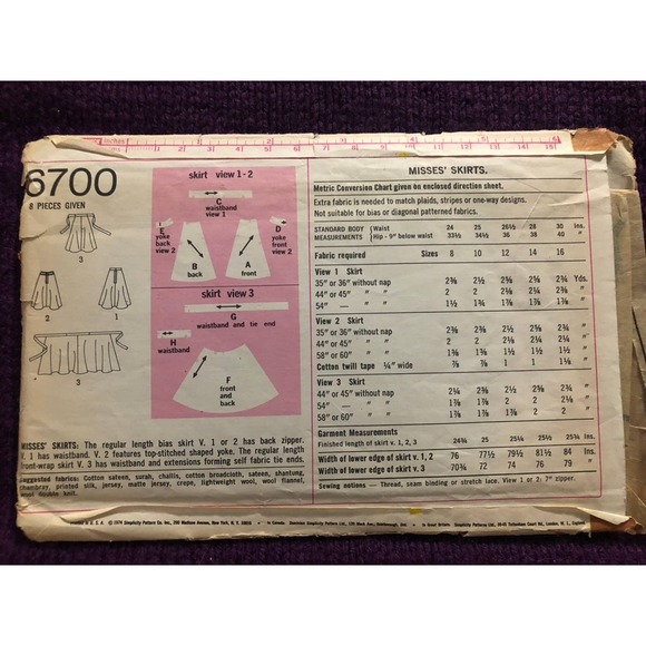 Simplicity 6700 wrap swing skirt pattern sz 10 - Picture 3 of 5